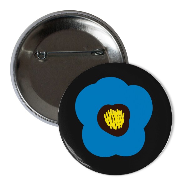 Odznáček  s potiskem Ukrajina flower black placka